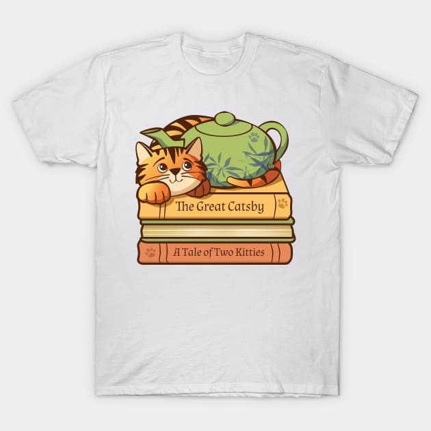 Cat Teapot Books T-Shirt by Sue Cervenka